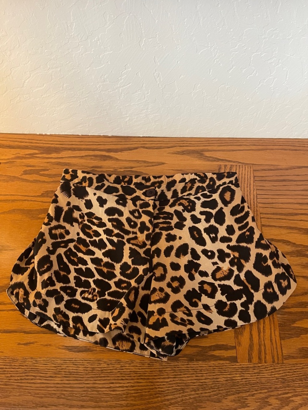 RD STYLE Leopard Print High-Waist Women’s Shorts - Tan/Black SIZE SMALL